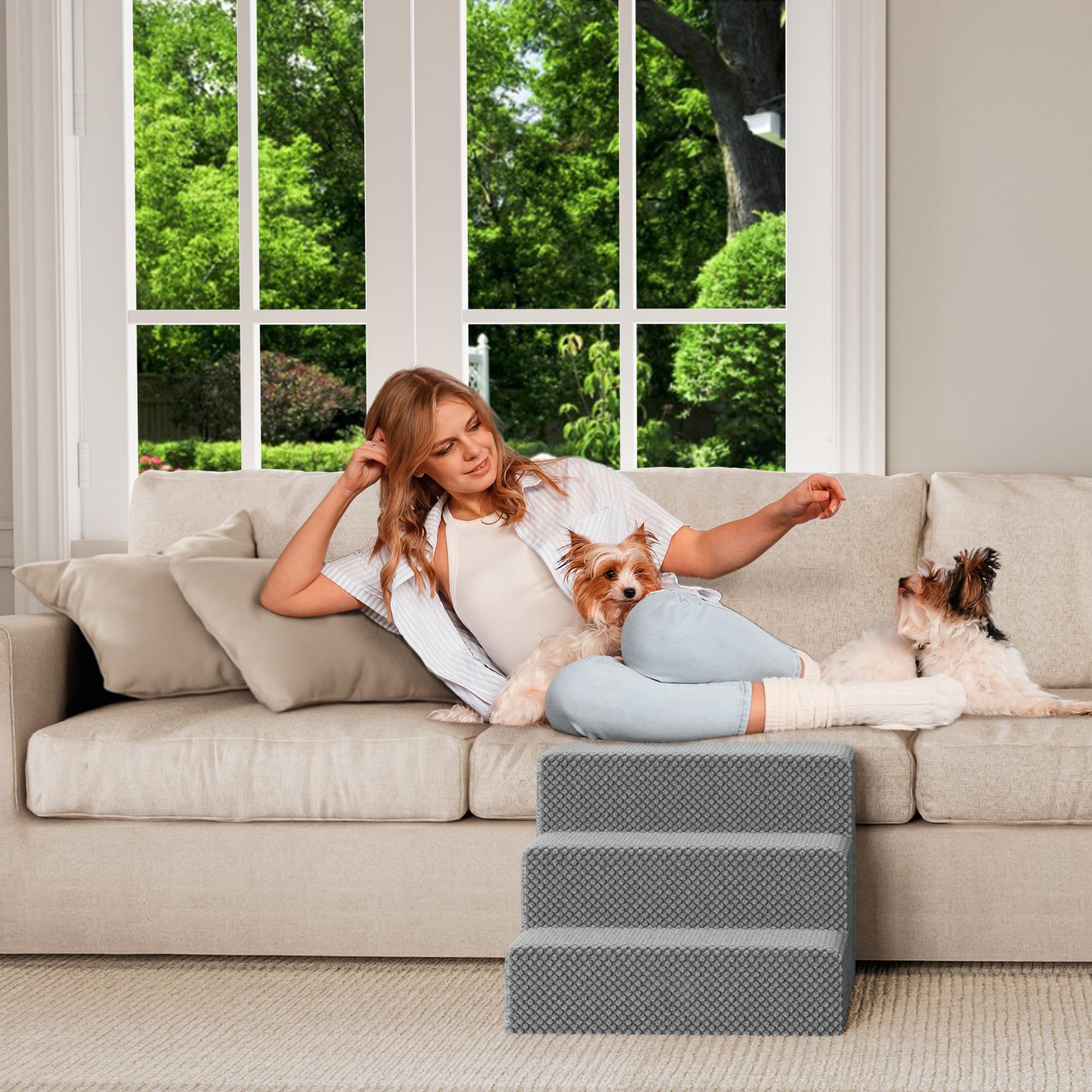 YITAHOME 4-Tier Dog Steps - 20" Height Pet Stairs With Washable Cover For Small Dogs