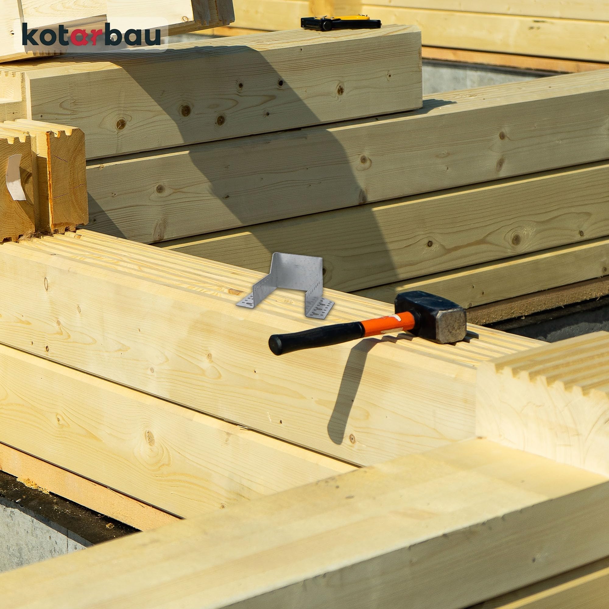 KOTARBAU® - Staffa per travi tipo A, 100 mm, giunti per travi in legno, per costruzione edile esterna, confezione da 10 pezzi