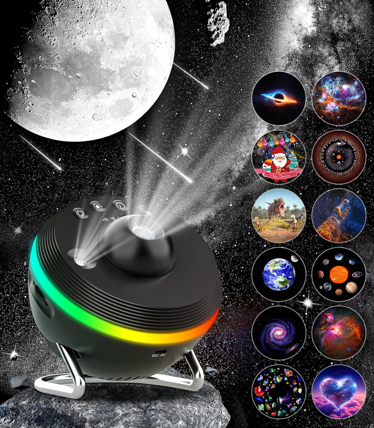 Yiliaw Galaxy Projector with 2 Ultra HD Lenses, Meteor Star Projector Galaxy Light with Colourful Night Light & Timing, Home Planetarium Projector for Relaxation, Study, Meditation, Stress Relief