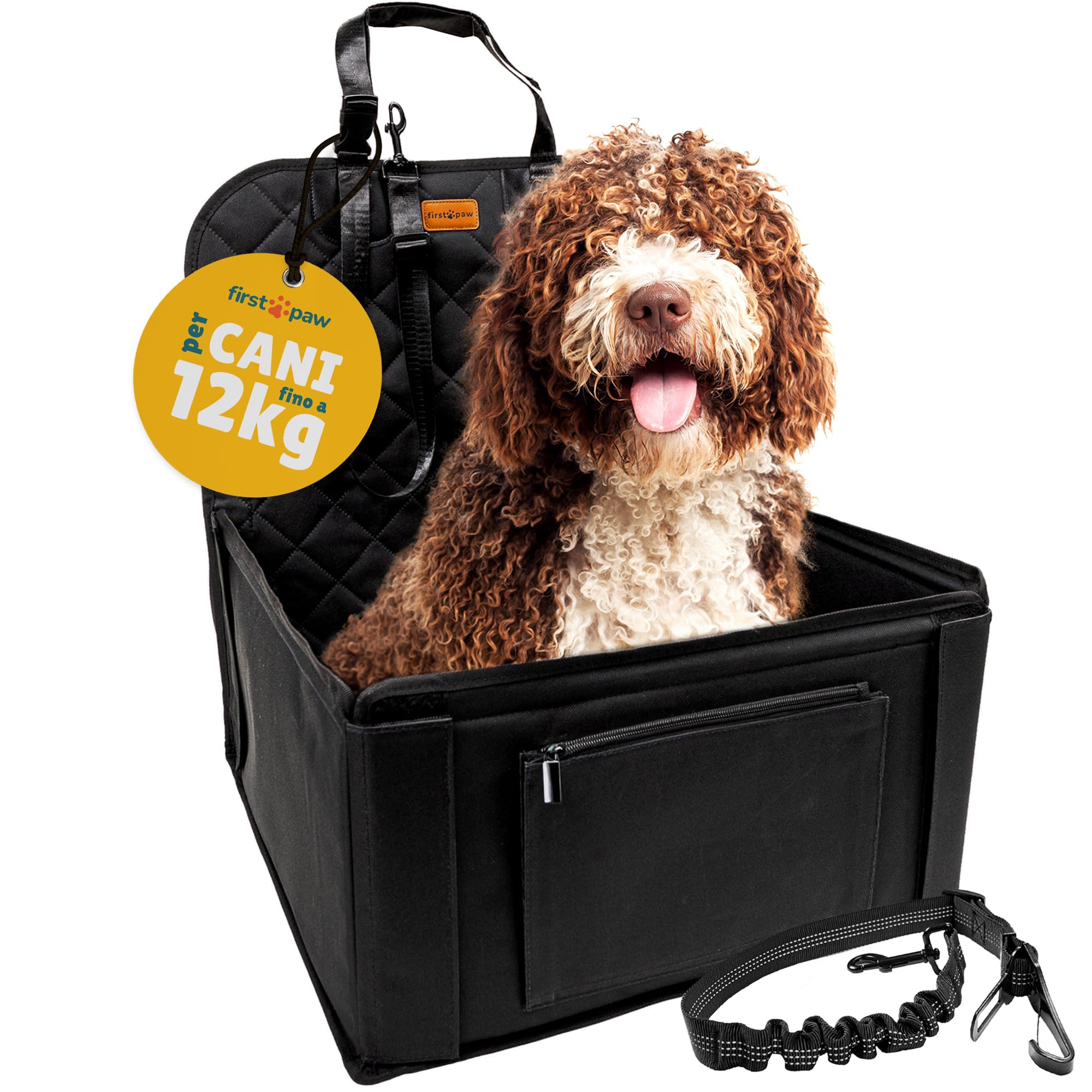 FIRSTPAW Seggiolino Auto per Cani di Piccola Taglia e Media - Trasportino per Cani Auto - Seggiolino per Cani da Auto Impermeabile, Rinforzato e Robusto per Sedili Anteriori e Posteriori