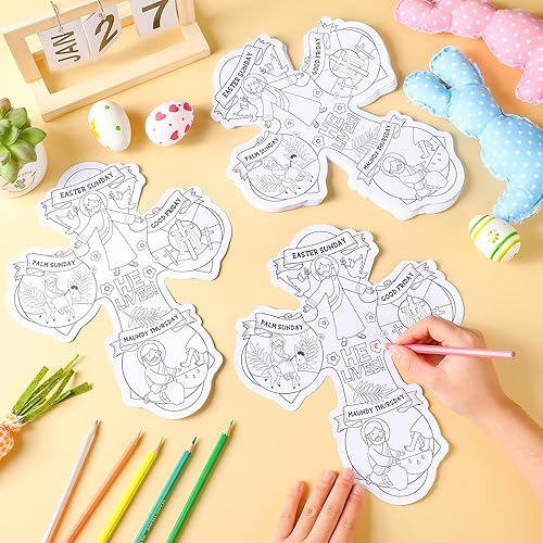 Miniatura 5 de 24 piezas de Pascua para colorear tus propias cruces de Semana Santa Dominical, manualidades religiosas católicas cristianas para la escuela,