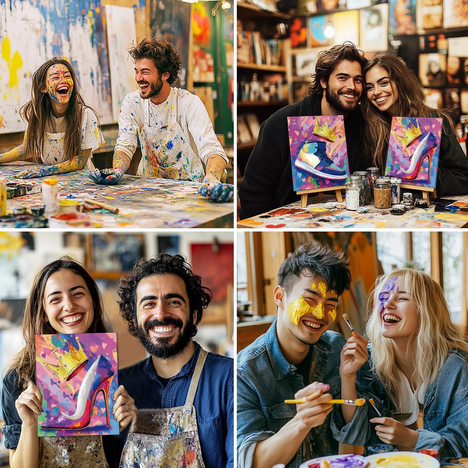 GLASSWINDS 2Pack 8X10 Couples Painting Kit Date Night Valentine's Day Sip and Paint Kit for Adults Pre Drawn Canvas to Paint at Home Date Night Party Favor Supplies Canvas for Painting Kit for Couple