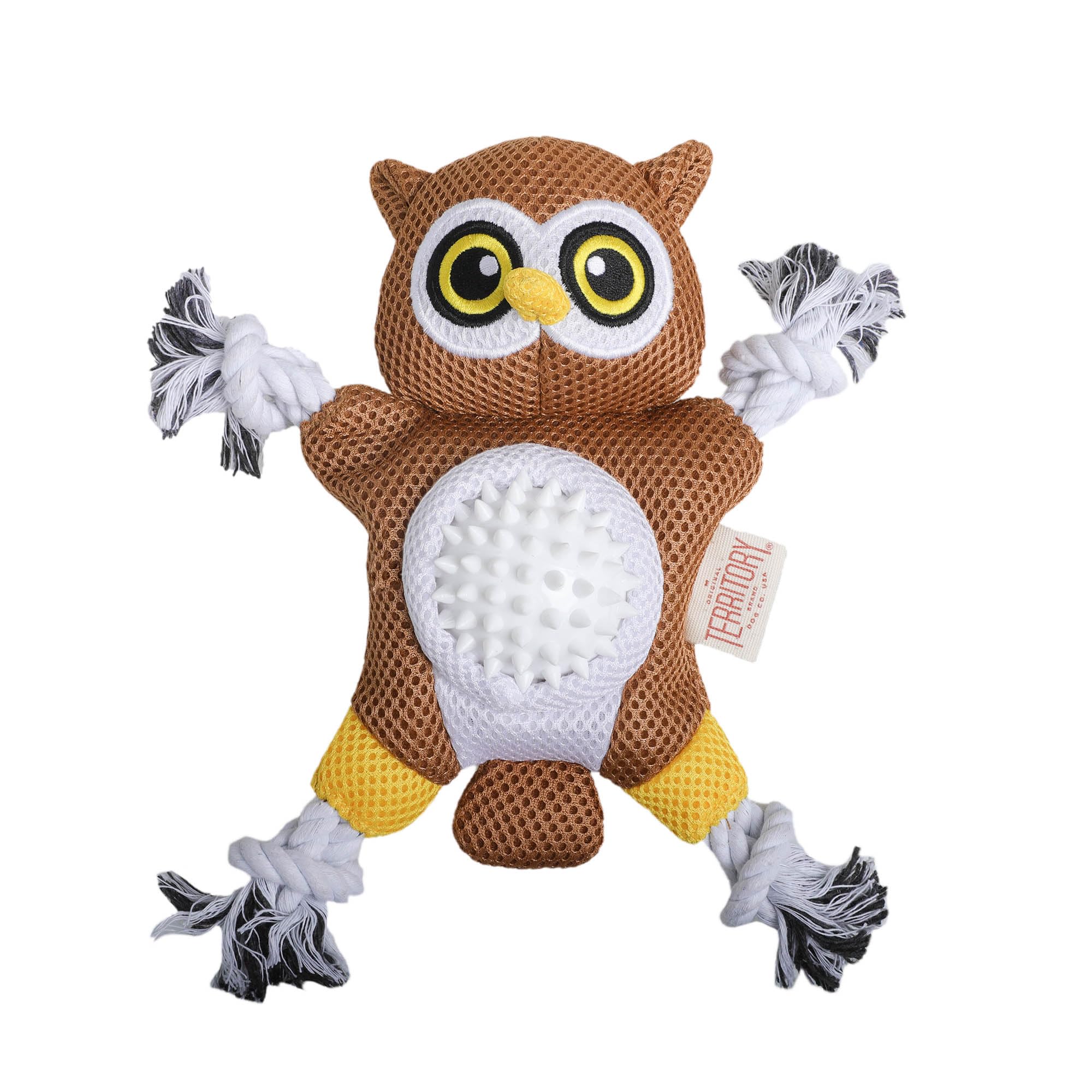 Territory 2 in 1 No Stuffing Removable Fetch Ball Tug Dog Toy for Small Medium Large Dogs Owl