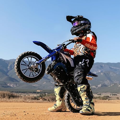 49CC Dirt Bike, 2-Stroke Gas Dirt Bikes for Kids 8-14, Toddler Dirt Bike with Dual Disc Brakes, Easy Pull Start, Off-Road Tires