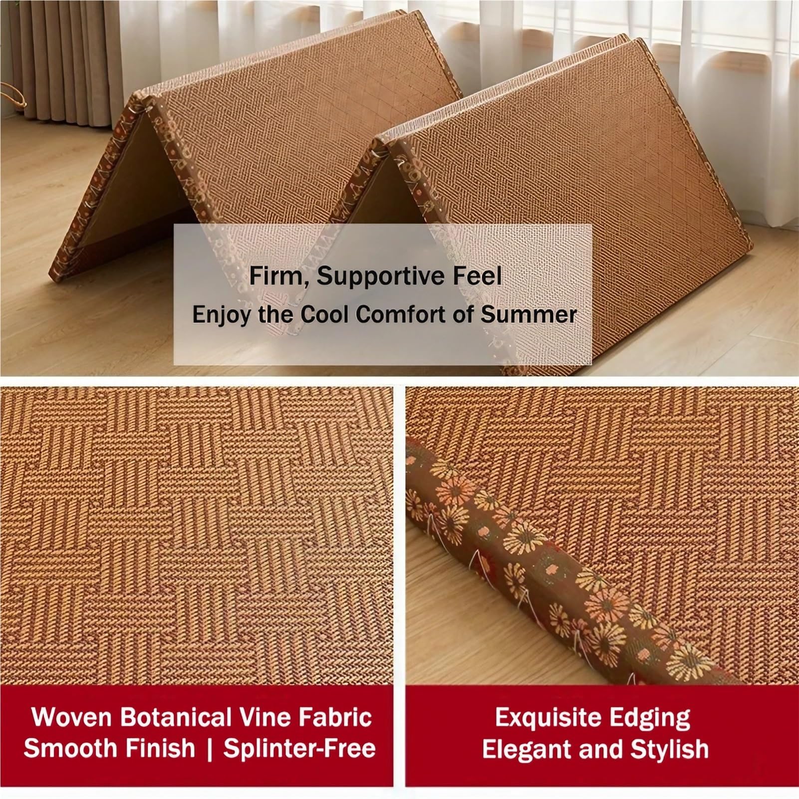 Materassino Pieghevole Futon, Tatami Giapponese Da Pavimento, Tappetino Materasso per Dormire, per Meditazione Yoga Sala Zen Palestra(Brown,60 x 180 cm)