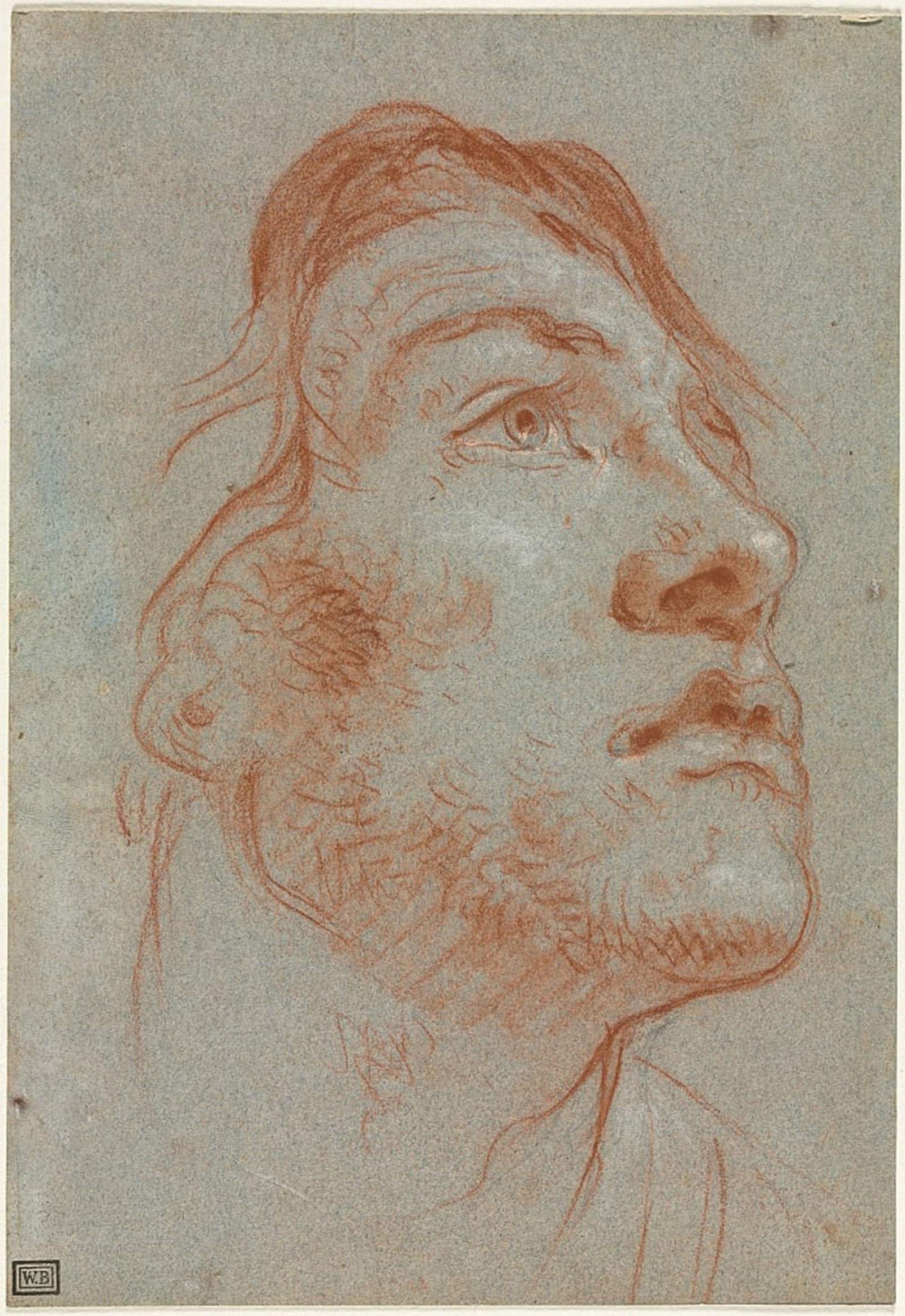 POSTERIIk Famous Modern Artwork Art Mural the Head of a Young Man Looking Upwards to the Right Before by Battista Tiepolo Oil Paintings Pictures for Home Decor 60x90cm
