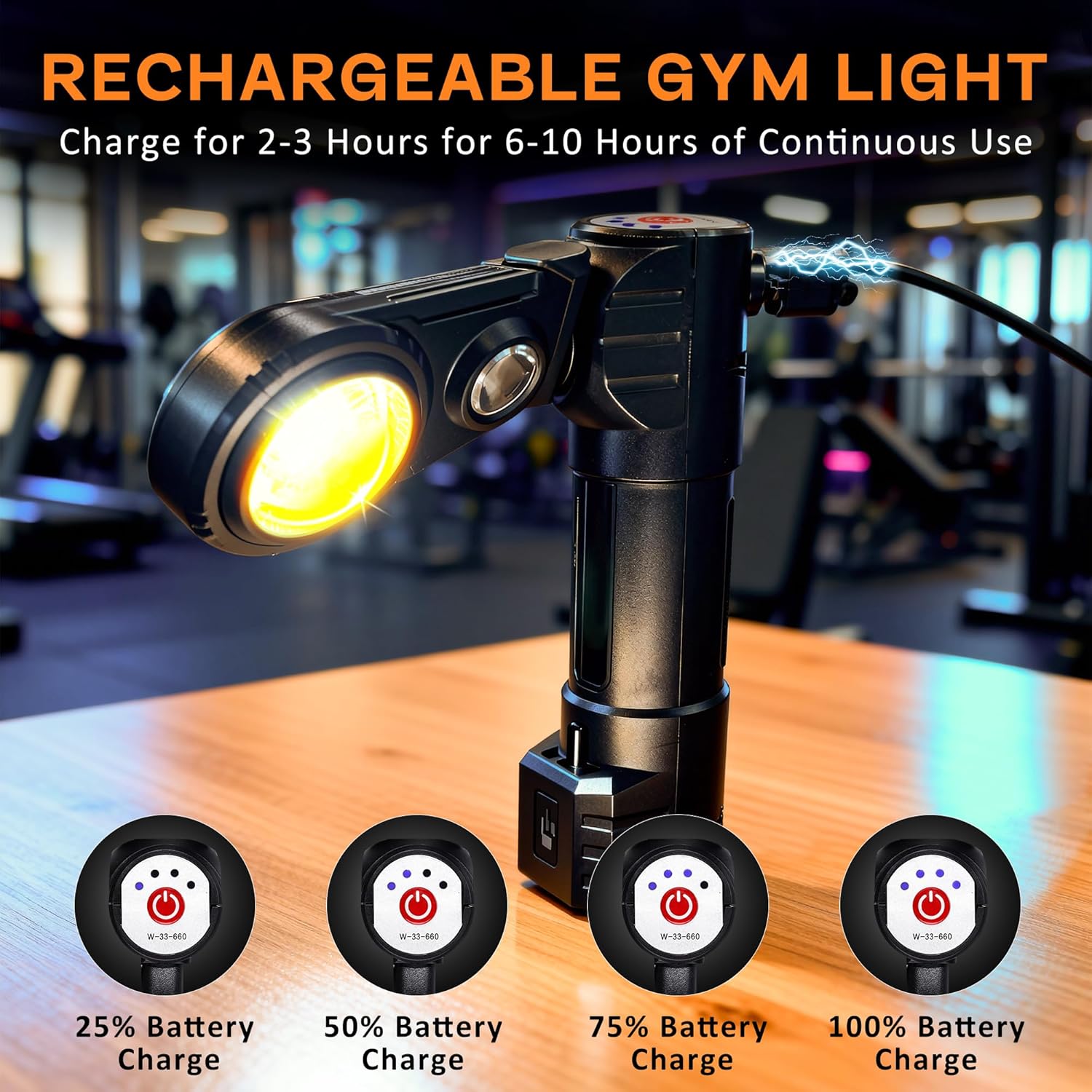 Gym Lamp for Posing, Magnetic Home Gym Lighting, Rechargeable 180° Foldable Led Light, Mini Samll Lights Lamps for Bodybuilding Work Camping - Image 4