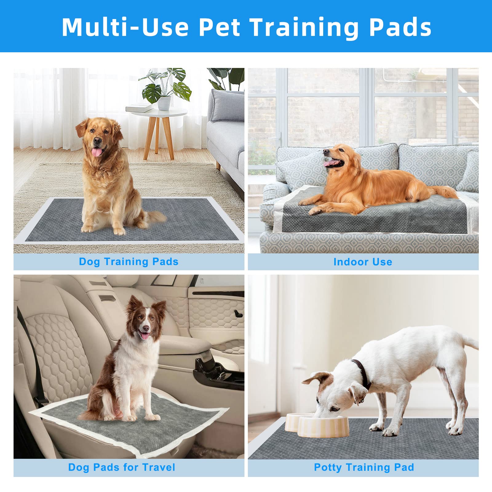 60 almohadillas de carbón para perros, almohadillas de perro de 24 x 36 pulgadas, control de olores de carbono, 6 capas a prueba de fugas y secado rápido para perros