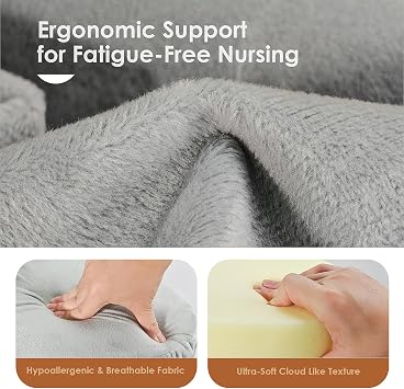Hafızalı Köpük Emzirme Yastığı - Öncü Güvenlik Çitli-Ekstra Büyük Emzirme Yastığı, Ergonomik Konfor ve Destek için-Daha Kolay ve Sağlıklı Emzirme-Her Bedene Uygun, Çıkarılabilir Kapaklı