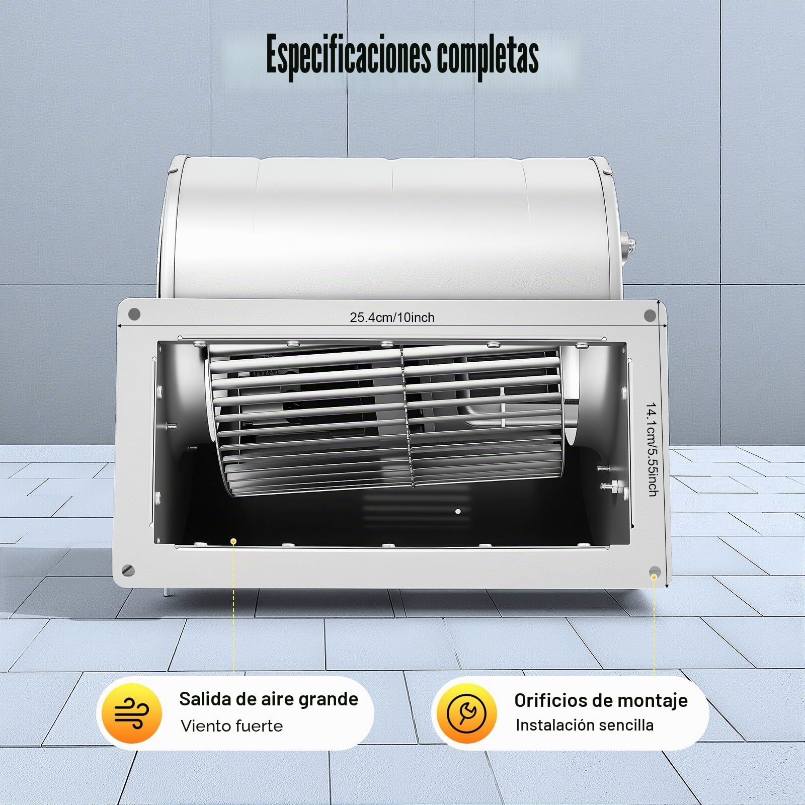 Ventilador centrífugo de carga pesada 840m3/h ventilador industrial 150 W para ventilación de fábrica 1300 rpm con rodamientos y carcasa galvanizada para ventilación y refrigeración