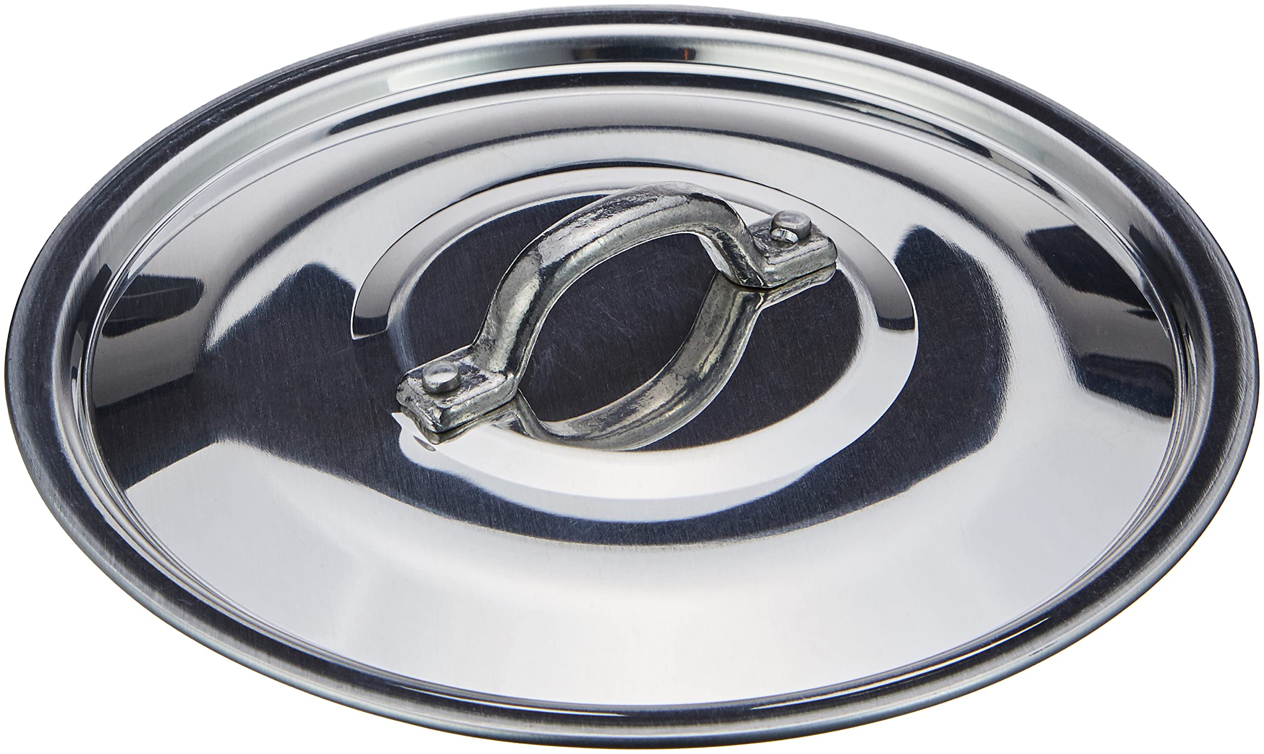 Pentole Agnelli FAMA2916 Flat Lid with Handle, Rim and Bridge, Heavy Type in BLTF Aluminum, Polished Silver , 60 cm