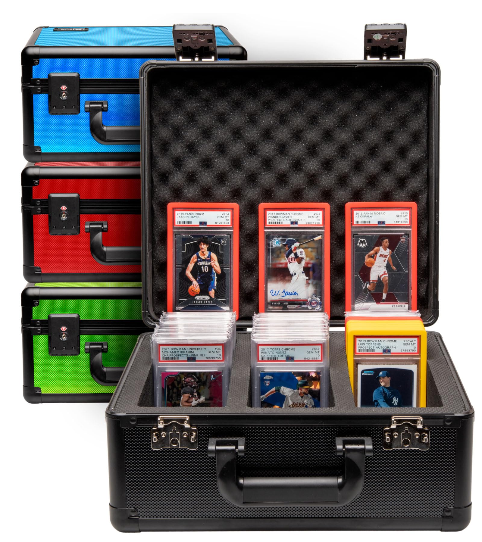 SLAB ARMOR 3 Row Graded Card Storage Box PSA Slab Case For Graded cards Hold 120+ Slabs Graded Card Case PSA Graded Card Storage Sports Baseball Card Collector Gifts TSA approved lock (BLACK)