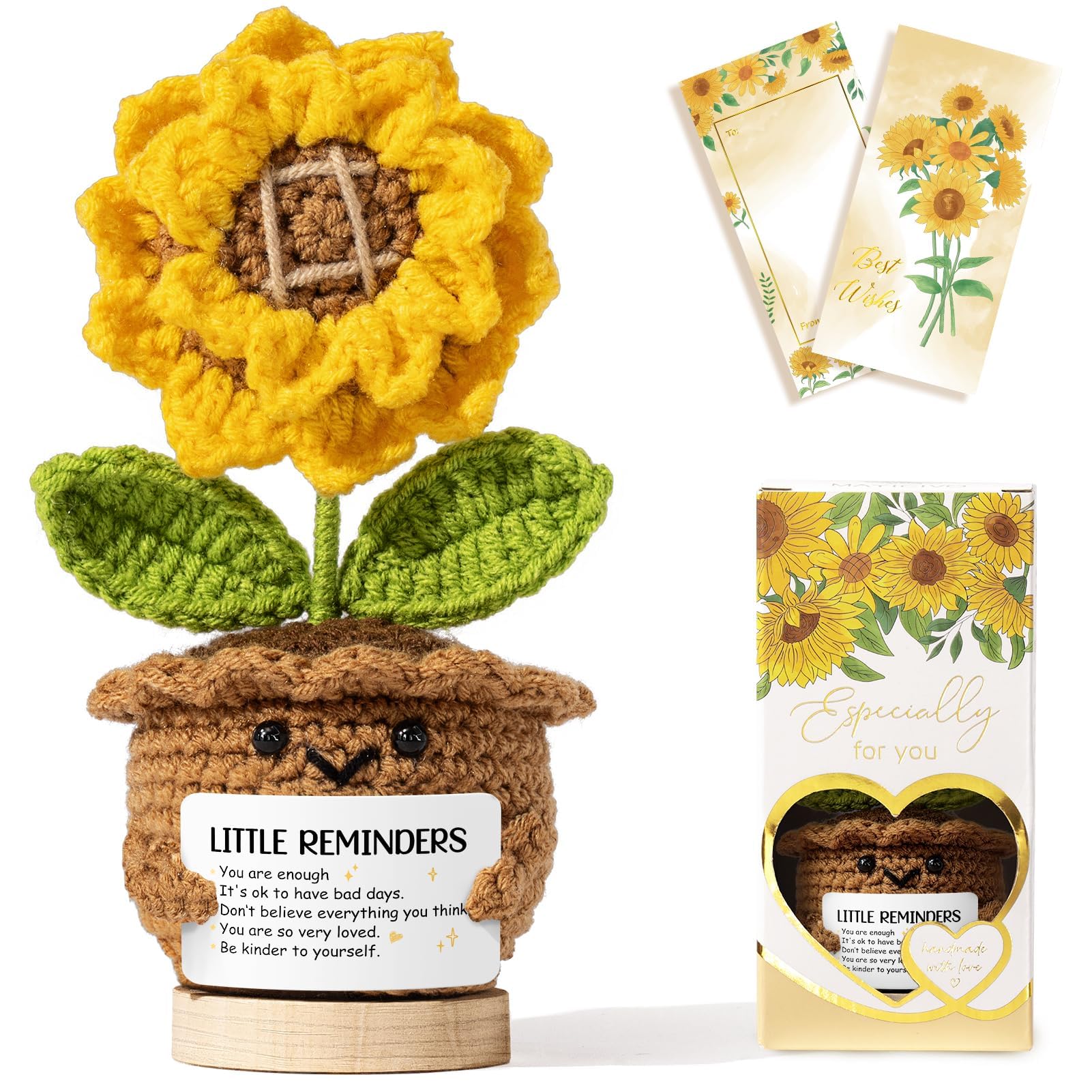 MAYICIVO Inspirational Gifts for Women Emotional Support Crochet Positive Sunflower, Little Reminder You're Enough, Thank You Mothers Day Birthday Gift Teacher Appreciation Gift for Women Mom Coworker Nurse - crochet kits | Mubboo
