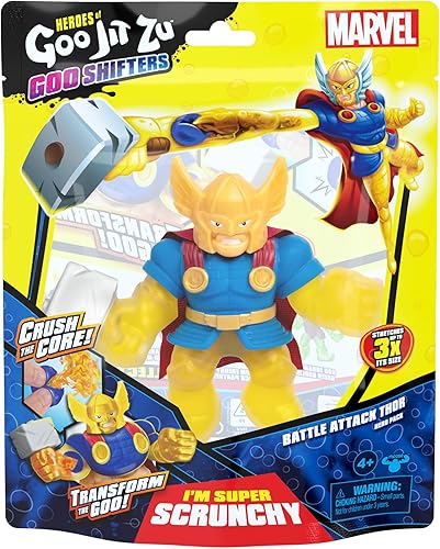 Miniatura 5 de Heroes of Goo Jit Zu Goo Shifters Marvel Edition Stretch Hero Battle Attack Thor  Figura de juguete súper Scrunchy Marvel  Aplasta el núcleo