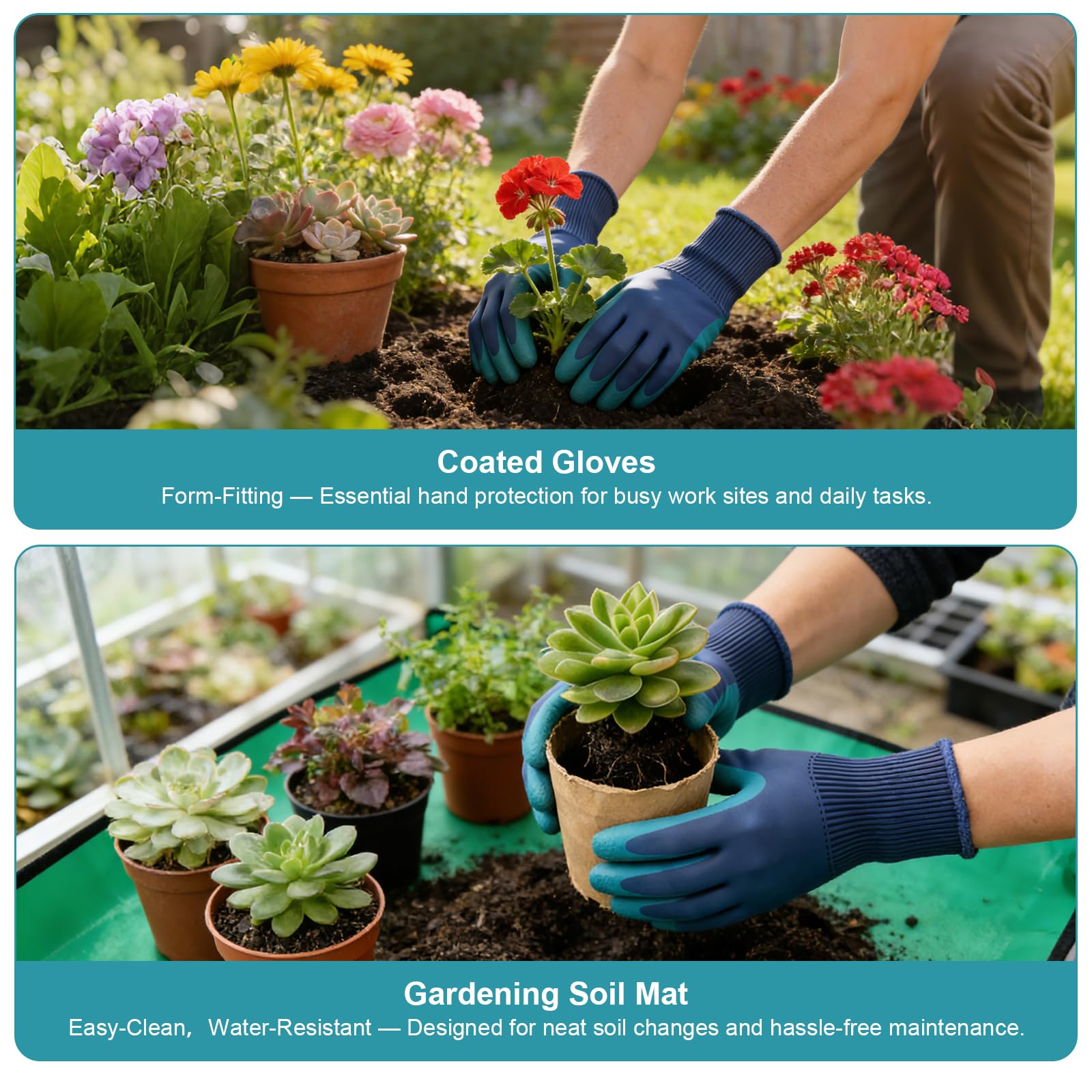 Kit Giardinaggio 7 Pezzi, Attrezzi Giardinaggio in Alluminio con Manico Ergonomico Antiscivolo, Antiruggine e Borsa, Set Giardino Completo per Uomini e Donne