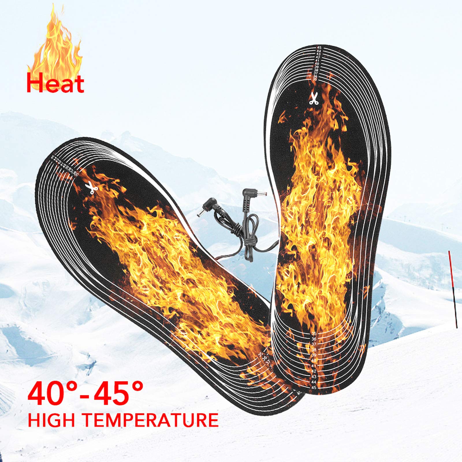 NANANA Semelle Chauffante USB, Semelle Thermiques Électrique Unisexe Semelles Pieds Warmers Semelles Intérieures Taille Peut Être Coupé et Lavable pour d'hiver, Randonnée, de Camping, Taille 35-46,F