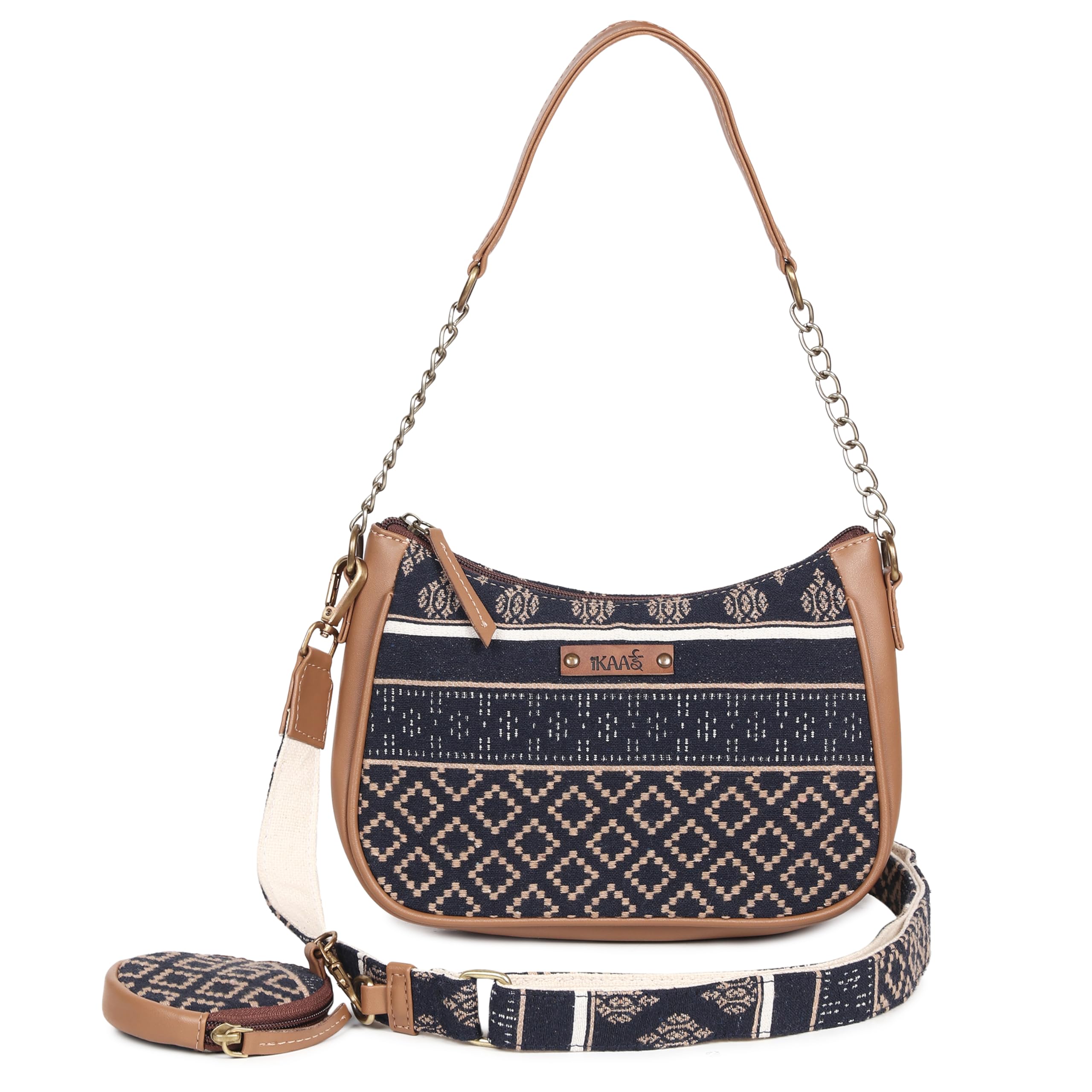 Ikaai Urban Elegance Vegan Leather Handcrafted Everyday Crossbody Bag for Women with Shoulder Strap and Adjustable Sling Belt| Coin Pouch Attached | Fancy Fashion Sling for Women (Midnight Muse) (B0D4RDHYBN) Amazon Price History, Amazon Price Tracker