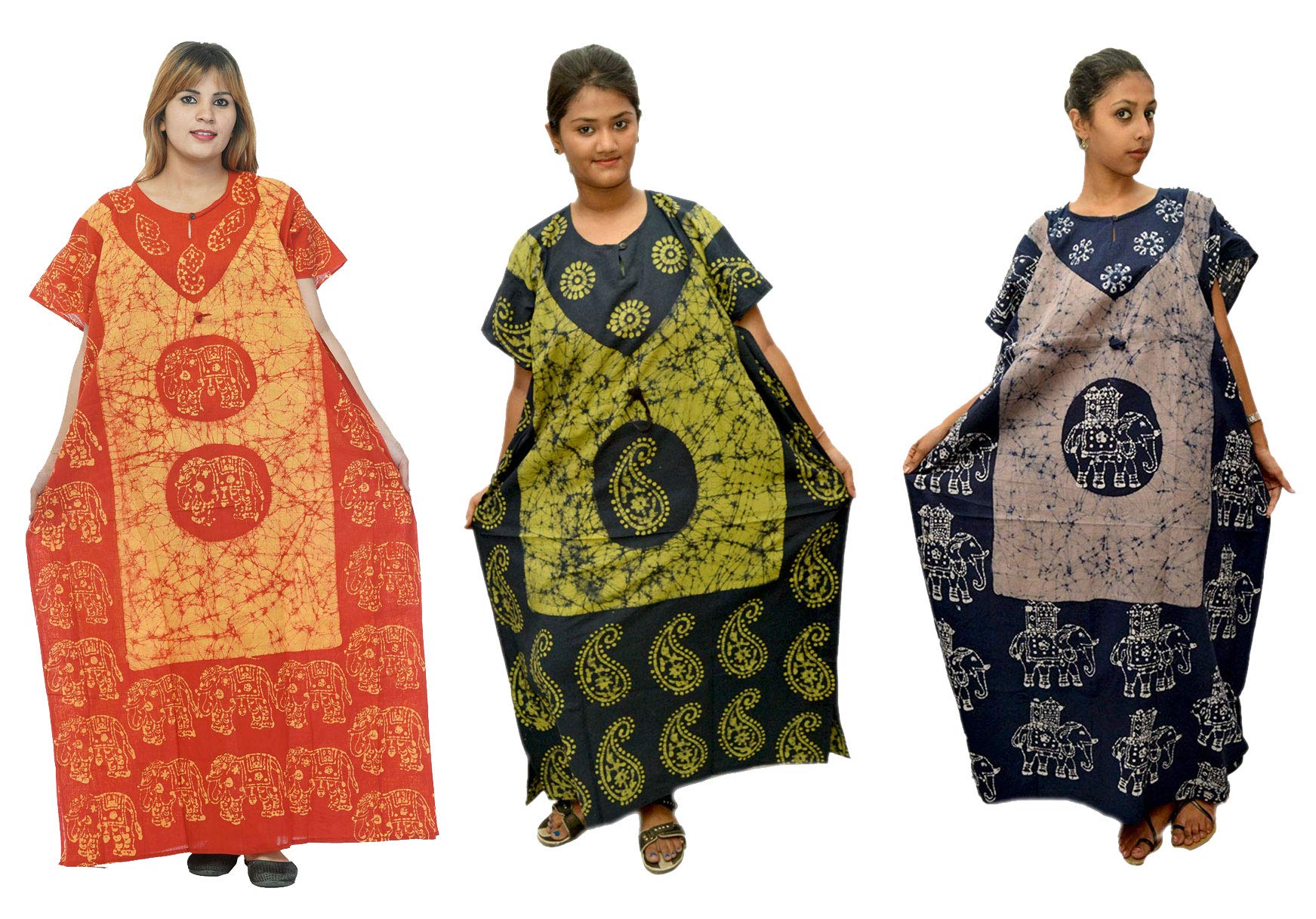 Odishabazaar Kimono caftán de algodón para mujer, estilo kaftán, combo 3, ropa de playa de verano