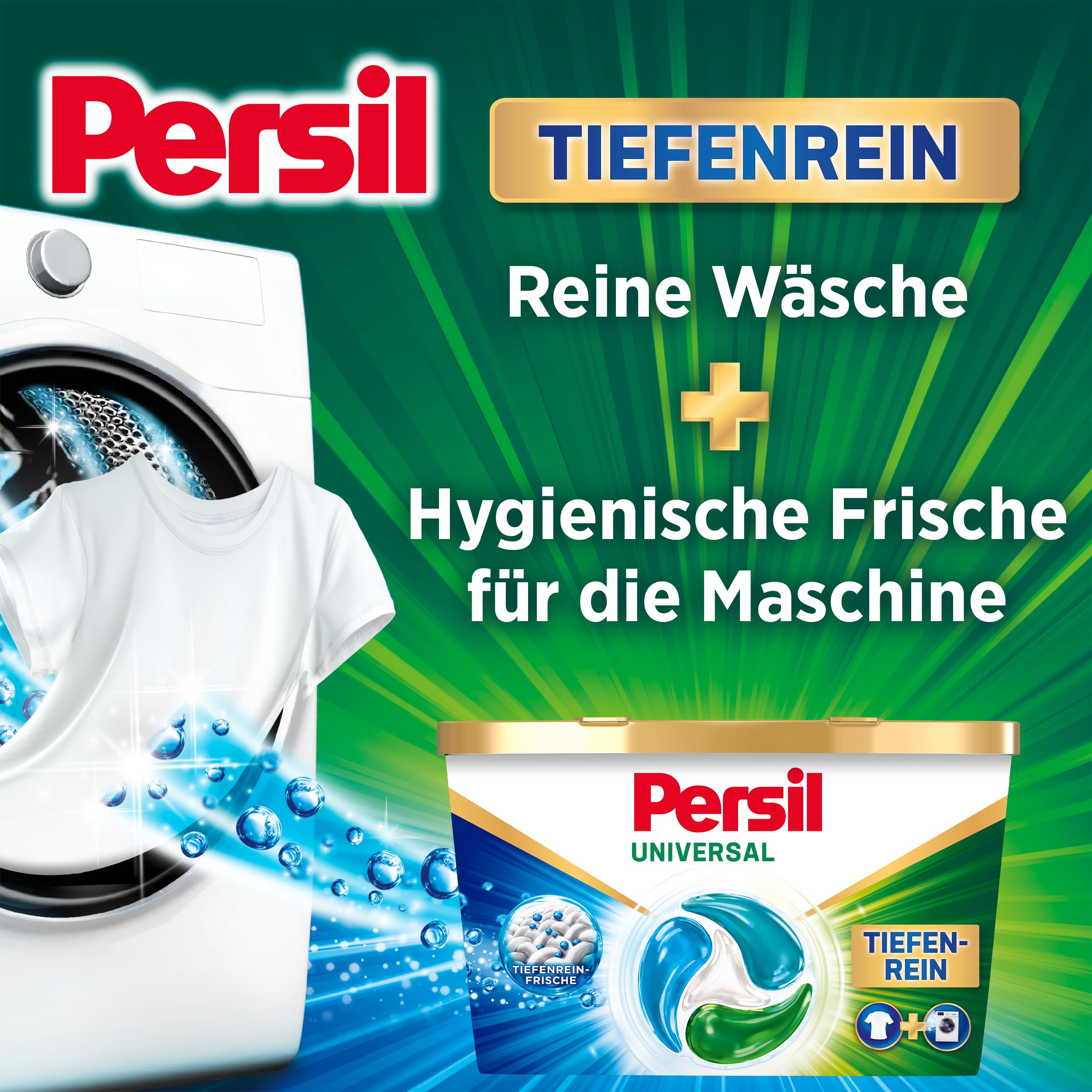 Persil Tiefenrein 4in1 DISCS (100 Waschladungen), Universal Waschmittel mit Tiefenrein-Frische, Vollwaschmittel für reine Wäsche und hygienische Frische für die Maschine