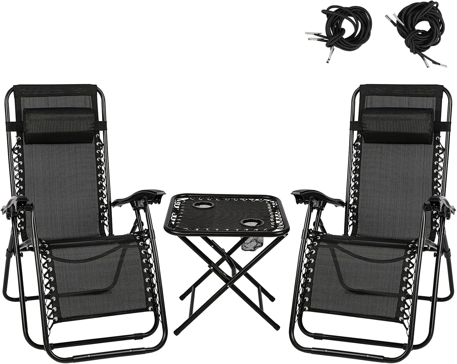 Folding Recliner Zero Gravity Garden Chair Set of 2, Heavy Duty