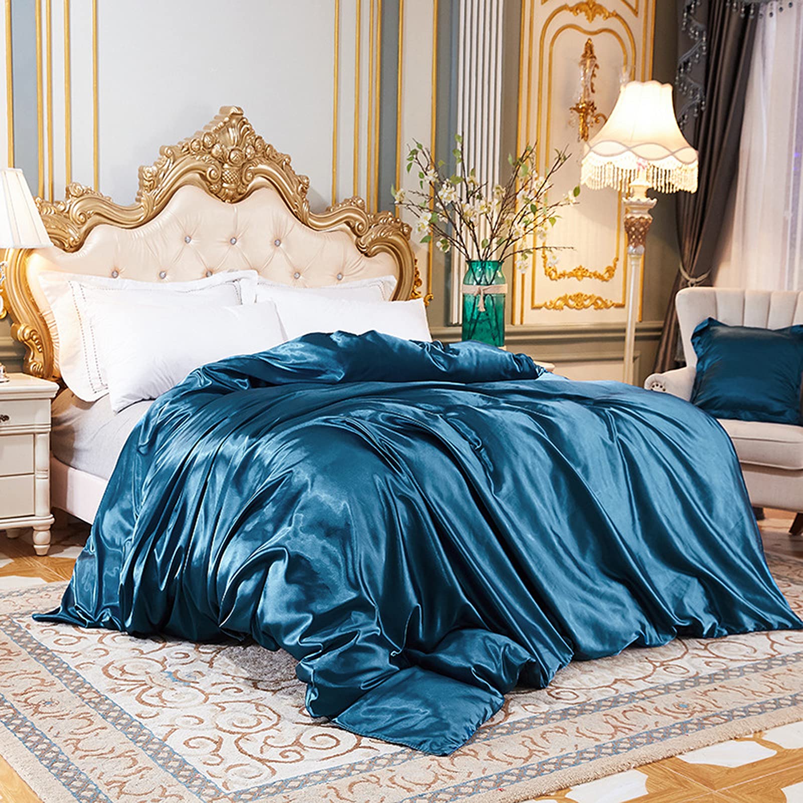 Couette matelassée microfibre 200x230cm avec fermeture éclair et sa housse satinée lavée unie J