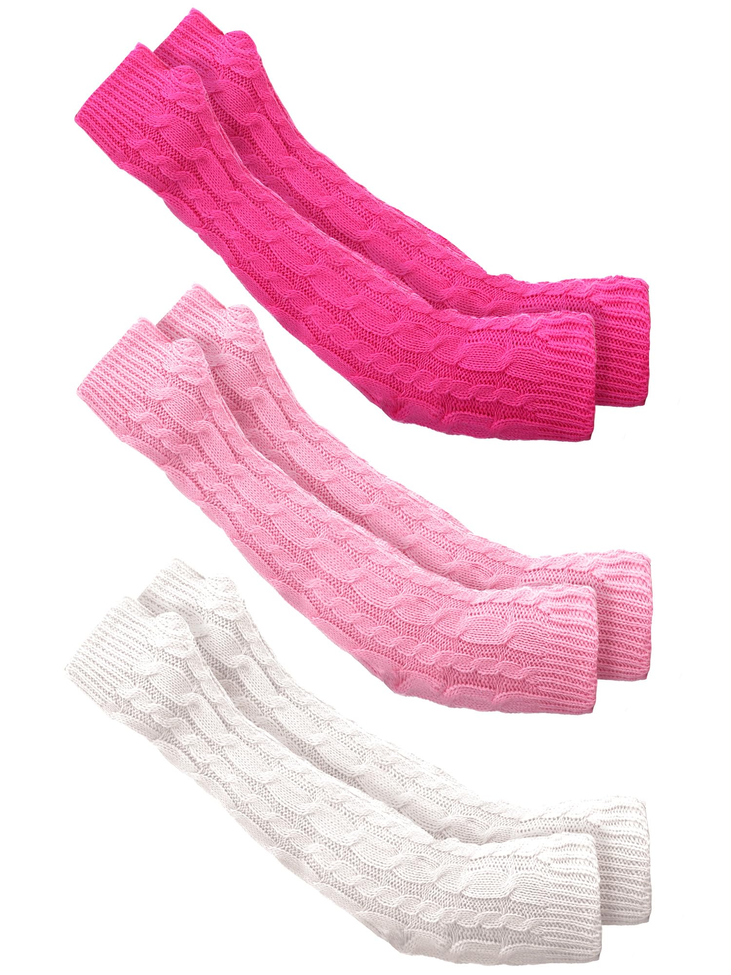 Bememo 3 Pairs Arm Warmers Long Fingerless Gloves Knit Wrist Women