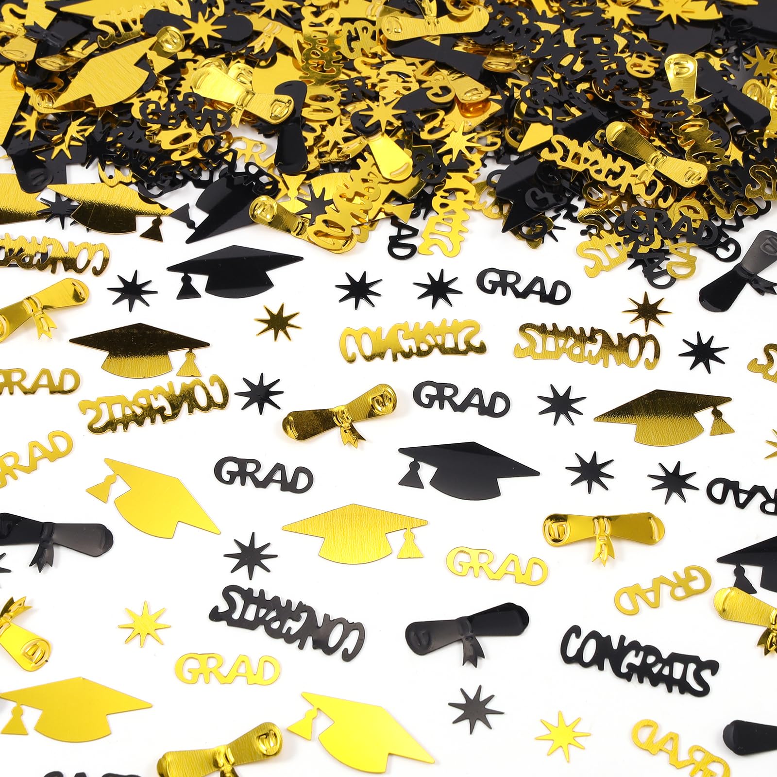 Gold and Black Graduation Confetti 2026, 1000 Pcs Class of 2026 Table Centerpiece Grad Confetti for 2026 Graduation Party Decorations Supplies