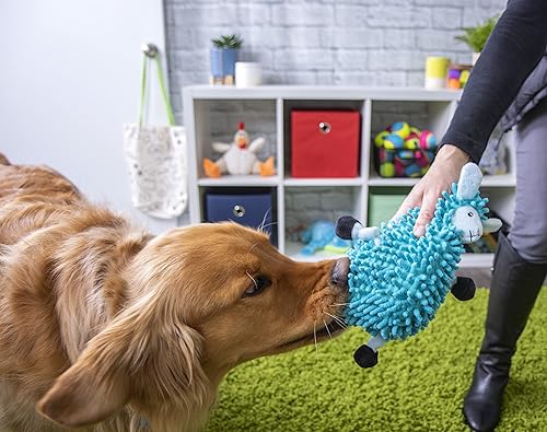 Miniatura 5 de goDog Llamas - Juguete chirriante de peluche para perro, tecnología Chew Guard, azul, pequeño
