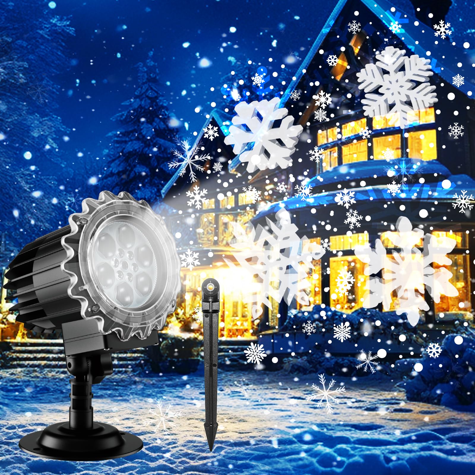 Decoración Navidad,Segotendy Proyector Navidad Exterior Alto Brillo,Luces Proyector Copo de Nieve Interior,Impermeable Lámpara de Nieve Proyección para Cotillon Nochevieja,Fiesta,Jardín,Casa,Regalo