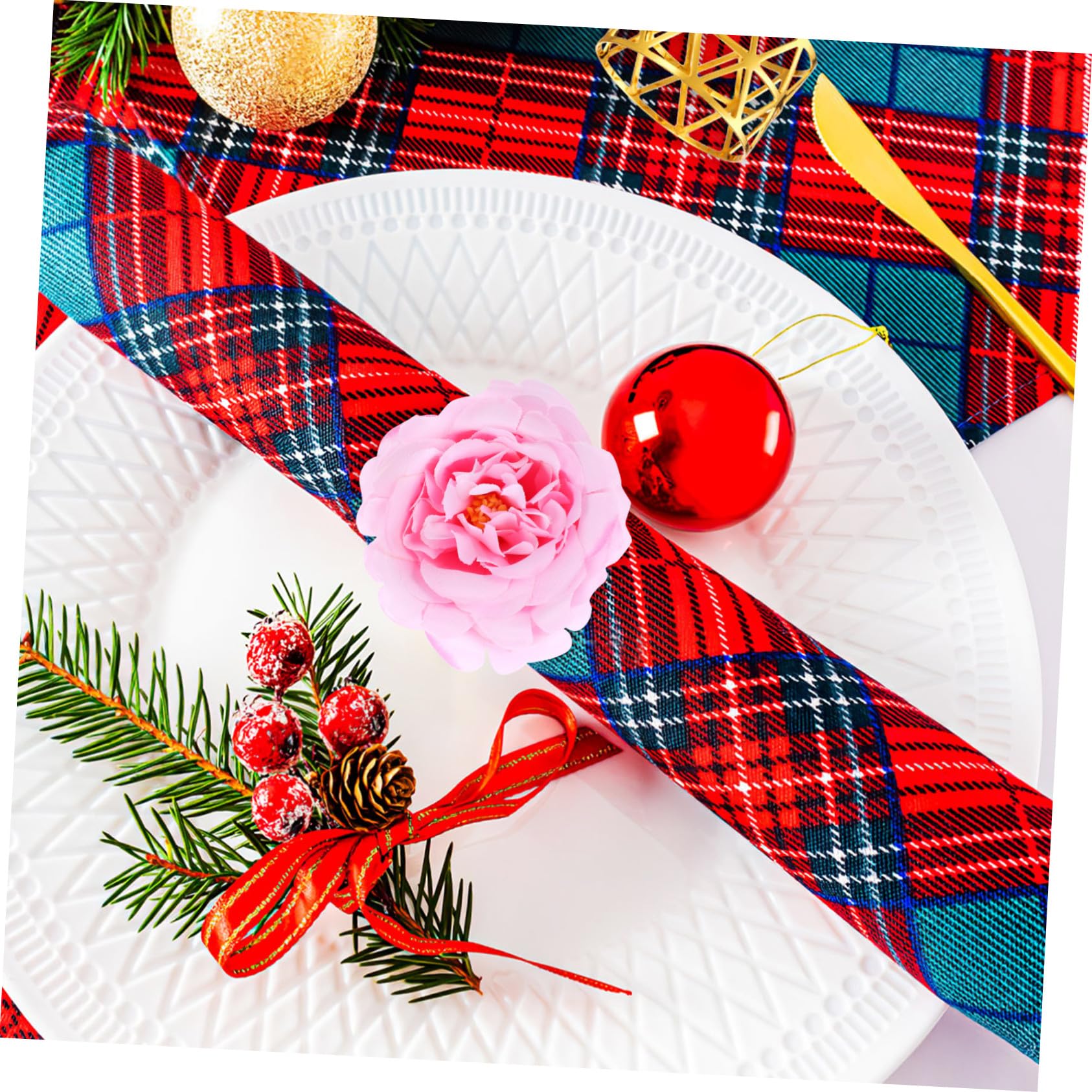 Ipetboom Set di 12 Anelli Portatovaglioli a Fiore in Plastica e Tessuto per Decorazione da Tavola Romantica e Elegante per Feste e Pranzi