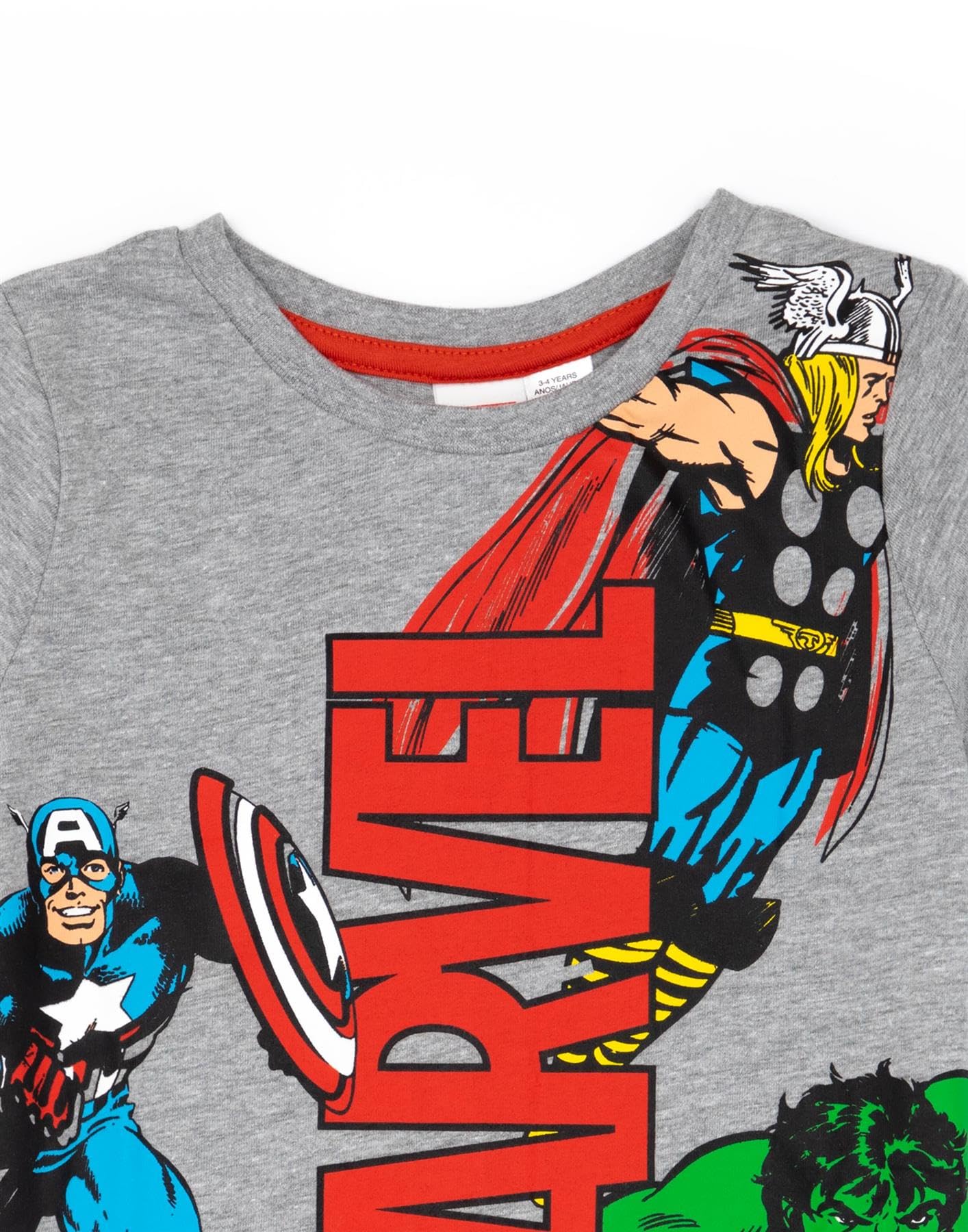 Marvel Pijama Niño Gris/Negro | Niño Thor Iron Man Hulk Capitán América Superhéroe Camiseta Shorts Cortos Pjs Set | Película Cómics Personajes Mercancías Regalos