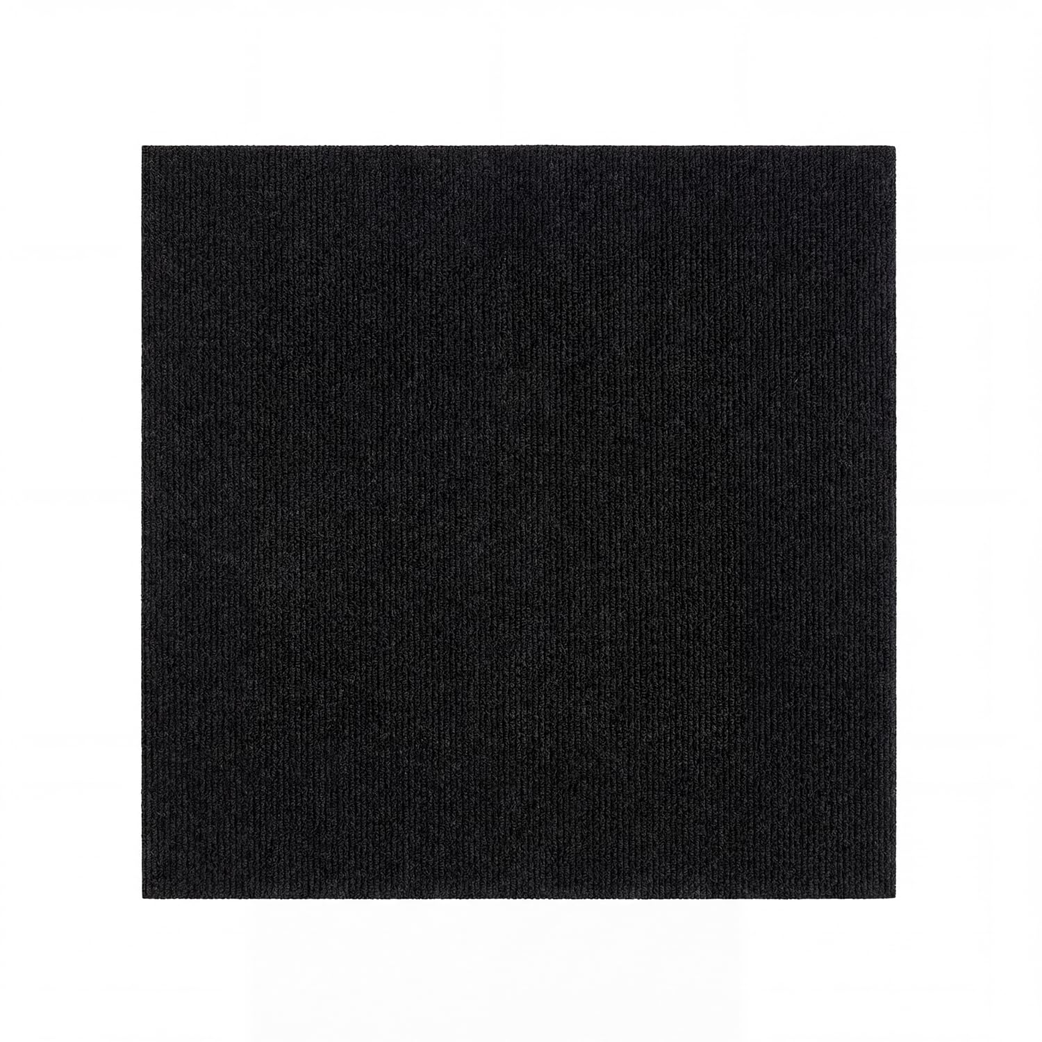 Carpet Tiles 20 Pack, 50x50cm Self-Adhesive Floor Tiles, Polyester DIY Carpet Squares for Bedroom Living Room Home Office, Sound Absorbing Soft Flooring for Concrete Wood Tile (Adhesive Black)