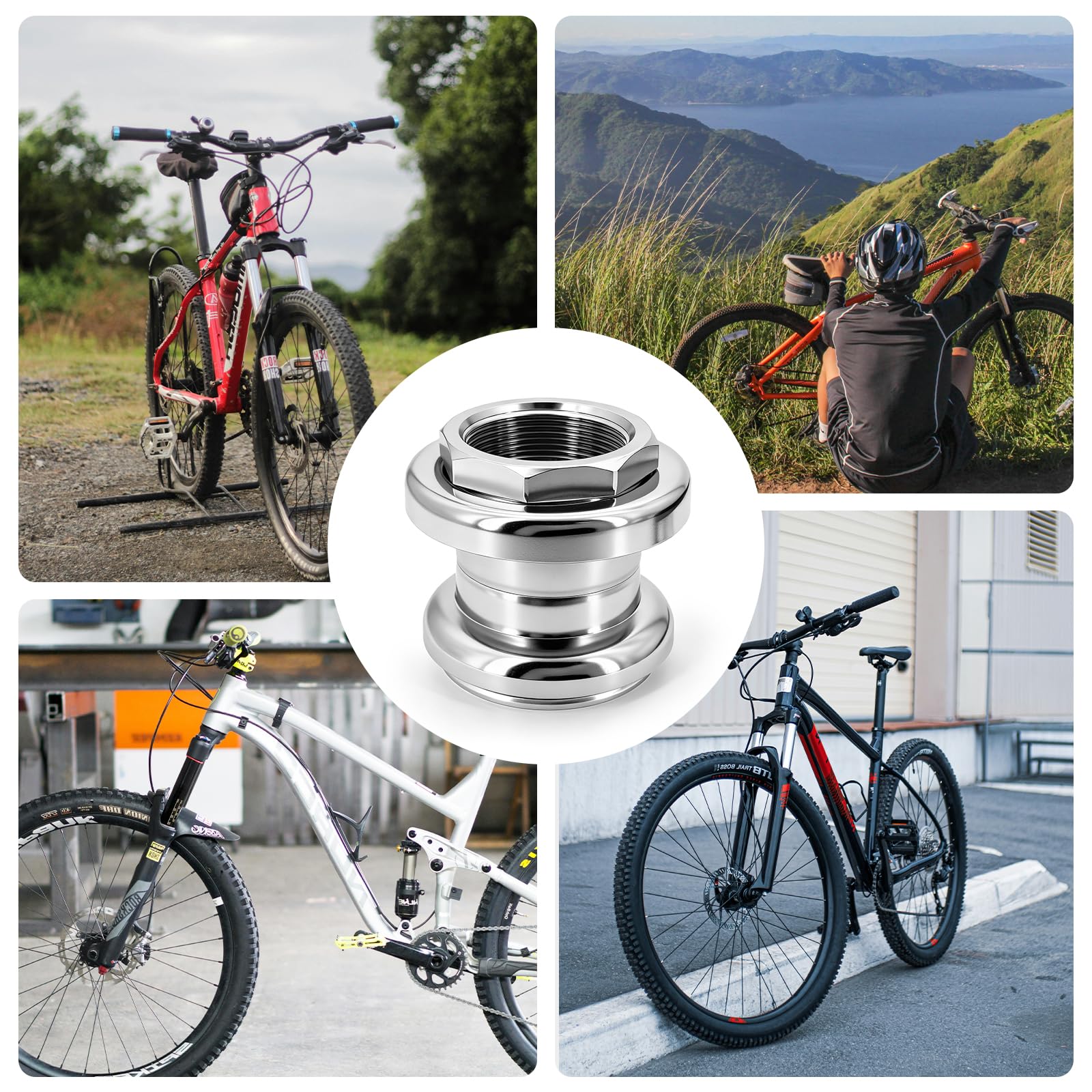 Serie sterzo per Forcella Bici – Set Gioco di sterzo Bici con Cappuccio filettato e Cuscinetti a Sfere, Ricambio per citybike/MTB/Bici retrò, Ideale per sostituire Serie Bici sterzo usurate