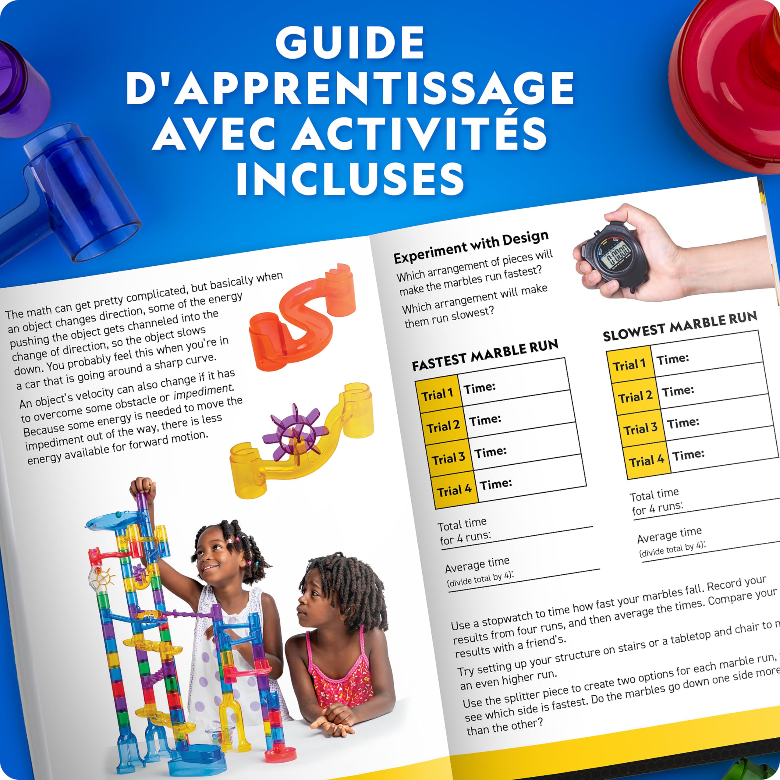 National Geographic Circuit à Billes Fluorescent – Jeu de Construction avec 15 Billes en Verre Lumineuses & Sac de Rangement, Jouet STEM pour Garçons et Filles