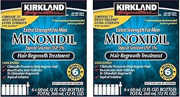 Kirkland Minoxidil 5 percentage Extra Strength Hair Loss Regrowth Treatment Men, 2 Pack 6 Months Supply