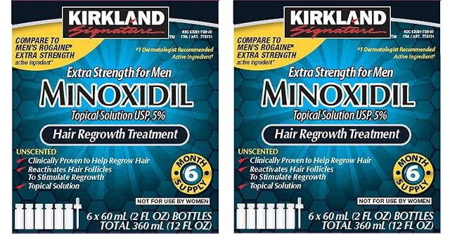 Kirkland Minoxidil 5 percentage Extra Strength Hair Loss Regrowth Treatment Men 2 Pack 6 Months Supply