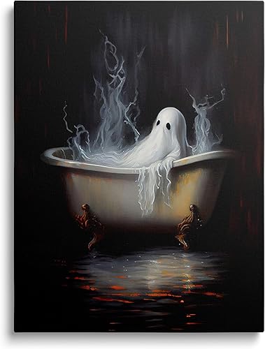 Divertido lienzo de pared para baño, vaca de las tierras altas en el inodoro, pintura vintage con estampado de animales, decoración moderna de pared