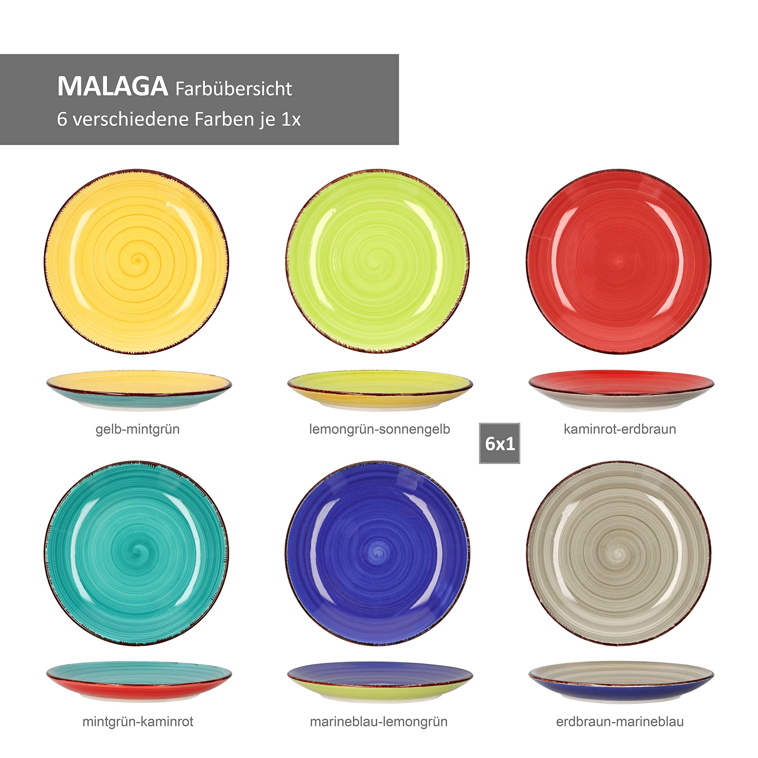 Set van 6 dinerborden - 27 cm - Madeira - roze - Portugees stoneware – Kade 171