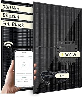 VALE Balkonkraftwerk Bifazial 900 Wp Full Black - Growatt Neo 800M-X Wechselrichter - Solarpanel Set - 5m AC-Kabel - inkl. App-Steuerung