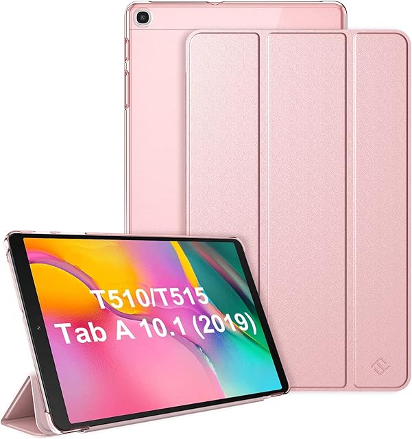 FINTIE Case for Samsung Galaxy Tab A 10.1 2019 T510 / T515 - Lightweight SlimShell with Translucent Frosted Stand Back Cover for Samsung Galaxy Tab A 10.1-inch Tablet 2019 Release, Rose Gold