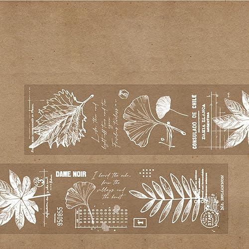 Miniatura 6 de KKONION Flower Mushroom Decorative Adhesive Tape Retro Plant Transparent Masking Washi Tape Scrapbooking Sticker Label 2 pcs