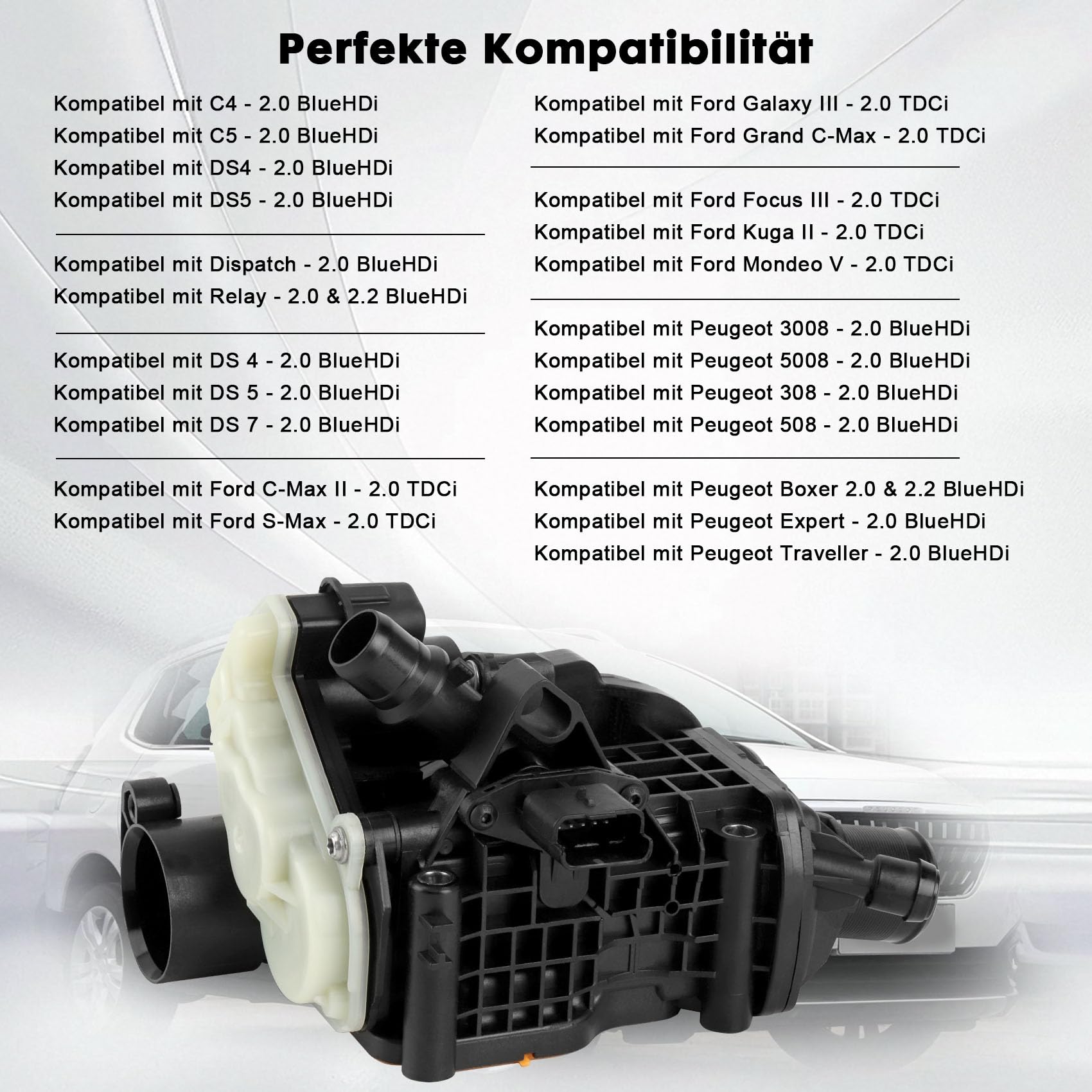 Thermostatgehäuse mit Temperatursensor Diesel 9804160380 9849443980 Kompatibel mit Peugeot Ford 2.0 BlueHDi