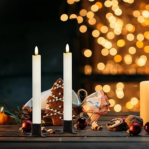 Miniatura 7 de CVHOMEDECO. Velas cónicas sin llama de cera real con control remoto de 10 teclas, velas LED parpadeantes con mecha 3D para ventana, decoración de