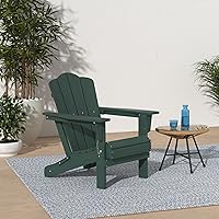 Vista 239 de KINGYES - Silla Adirondack plegable, sillas de patio de polietileno de alta densidad para todo tipo de clima, silla de césped con textura de madera