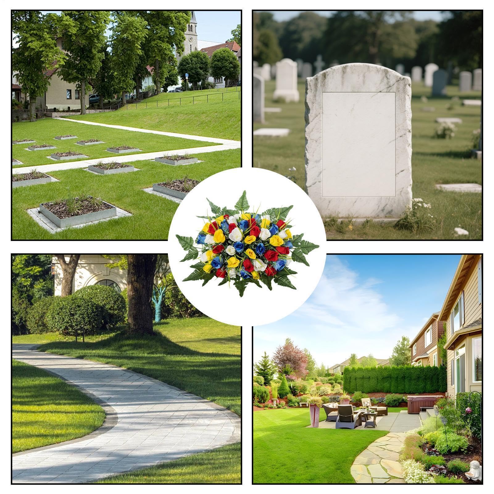 Selle De Fleurs Artificielles Pour Cimetière Imperméable et Réaliste
