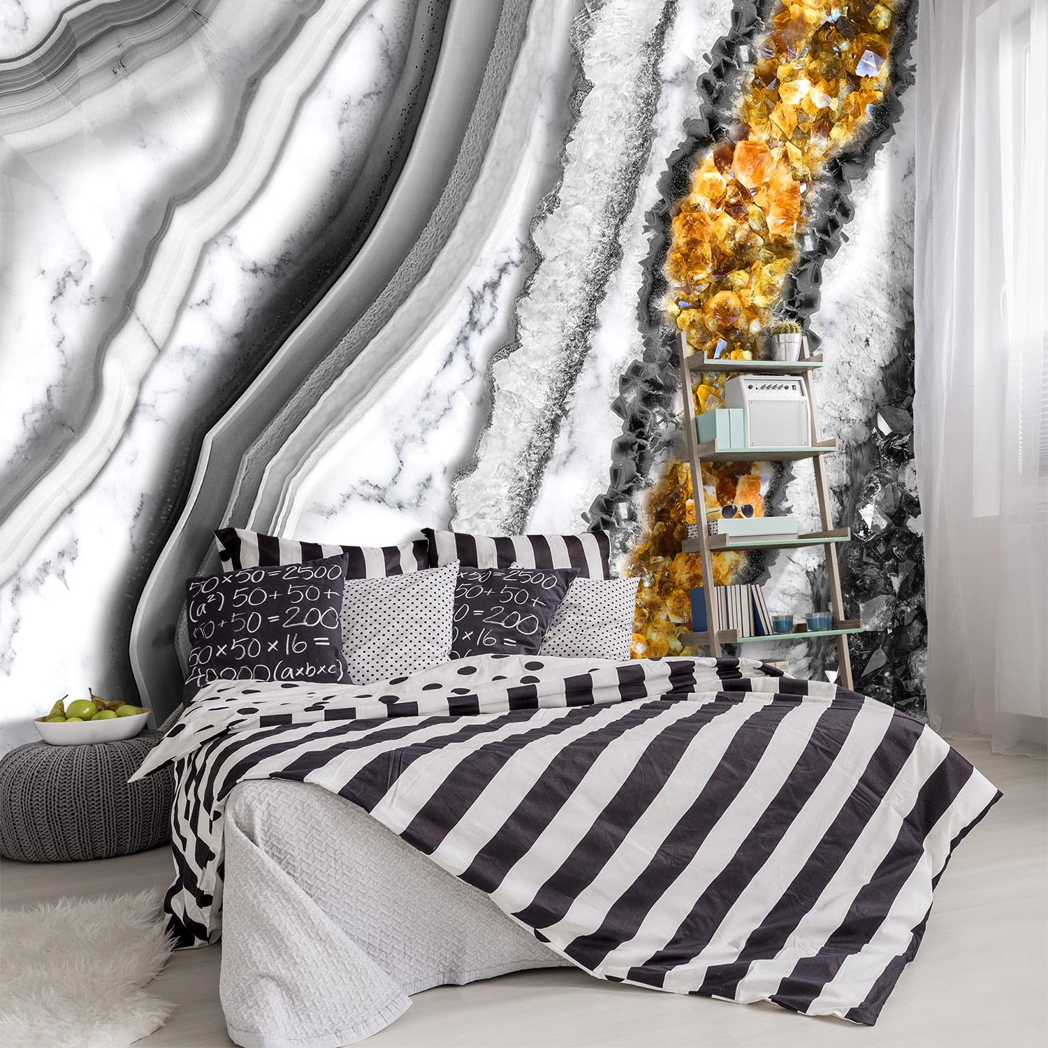 Diamante de piedra M 137 x 96 pulgadas: revestimiento decorativo de gran tamaño para pared