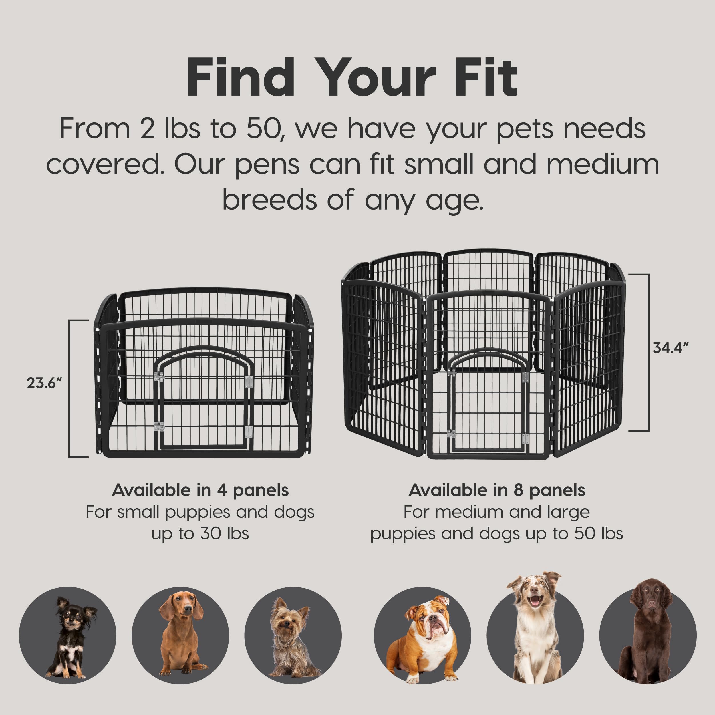 Iris Corralito para Mascotas de 4 Paneles de Ejercicio de 24 Pulgadas con Puerta, corralito para Perros, corralito para Cachorros, para Perros pequeños y medianos, Mantiene a Las Mascotas seguras,