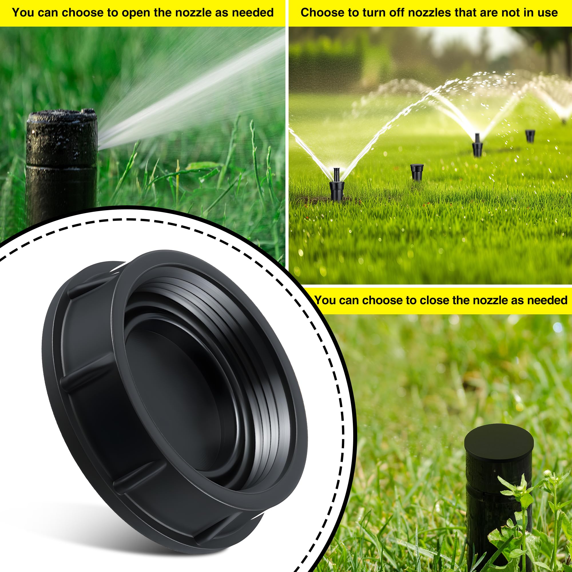 Sprinklerkopfkappen, kompatibel mit Hunter Pro Sprinklern, Sprühabschaltkappe mit Fluorelastomer-Dichtungen, kompatibel mit Hunter Pro, schwarze Sprühkopfkappe und O-Ring, 10 Stück