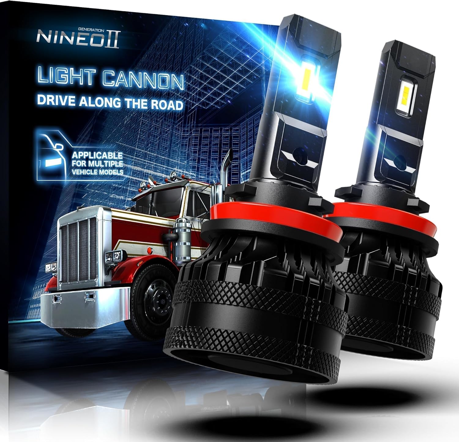 NINEO H11 Bulbs, High Brightness 800% Brighter H8 H9 Fog Lights 6500K Plug&Play H11 Fog Lamp- Pack of 2