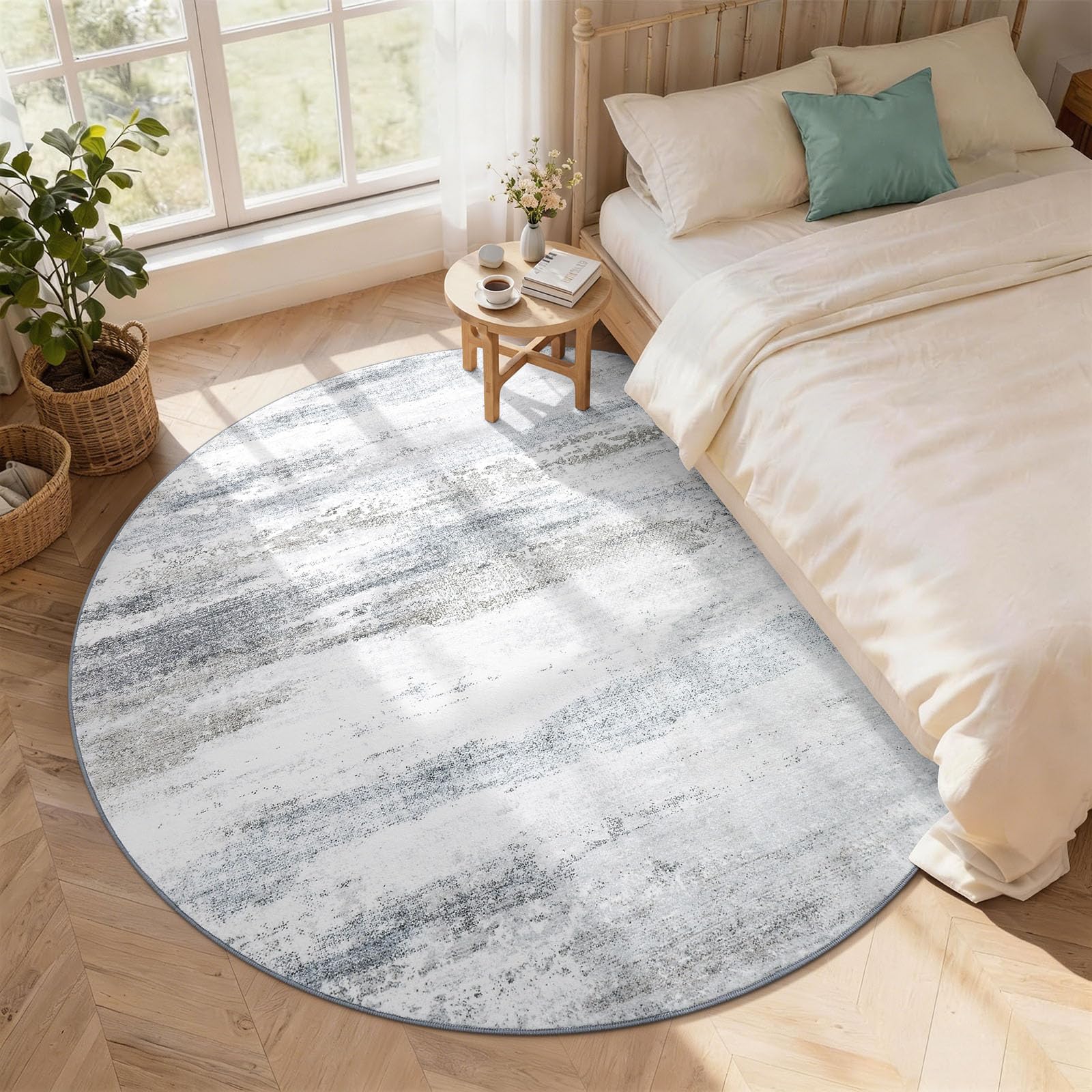 Homaxy Modern Abstract Round Rugs Living Room 160 x 160 cm Grey
